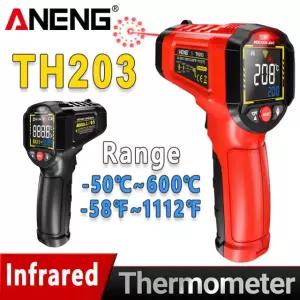 ANENG TH203 디지털 적외선 온도계 -50~600 온도 측정기 비접촉 고온계 TH203 Black