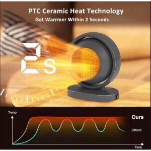 충전식 배기팬PTC 세라믹 히터 열풍기 빠른 욕실 팬 휴대용 스마트 책상