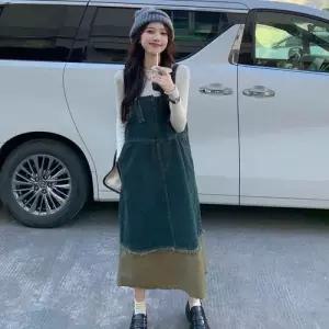 데님 멜빵원피스 배색원피스 오버롤 스커트 멜빵스커트 점프수트 WFO4VFH