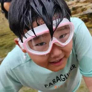 귀마개 일체형 스노쿨링 물안경 핑크 잠 고글 수경 WFHOV2U