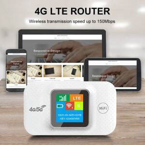 안테나 4G LTE 모바일 와이파이 라우터, 8~10명 사용자 지원, 150Mbps 무선 인터넷 타입 C, 유심 슬롯 포함