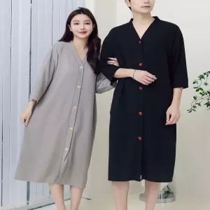 순면 샤워가운 빅사이즈 단추 여성 남성 커플 홈웨어 수면옷 호텔 가운 홈가운