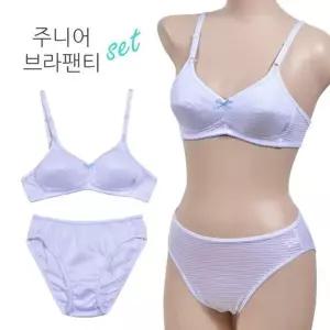 [하프클럽/]B컵 팬티 매력 스트라이프 브라 세트 은 주니어2단계 ZF