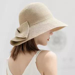 /신상오픈런 여성용 뒷리본 넓은 챙 여름 라탄 제주 스타일