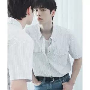드로우핏 DRAW FIT 서강준 세이건 스트라이프 하프 웨스턴 셔츠 WHITE DFSH6204WH 486143