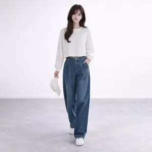 감각적인 주름라인 데님바지 트렌디 스판 팬츠 WFMP3I8