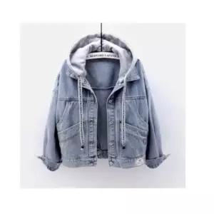 여성 데님 후드 숏 청쟈켓 SH1258