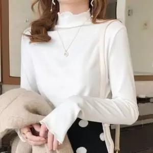 7컬러 물결 여성목티 보온 반목 소프트 여자목티 반목이너 니트티 티셔츠 반목티 라인