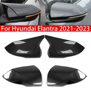 현대 호환 엘란트라 아반떼 - 용 자동차 백미러 사이드 커버 윙 캡 외관 스티커 문짝 케이스  탄소 섬유