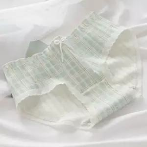 인견 체크 나염 여성 위생 심리 여성면 순면 심리스 힙업 WFO9TP0