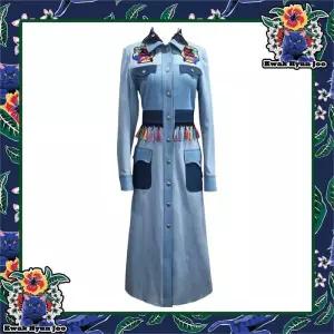 [곽현주컬렉션] CAT SERIES DENIM POCKET SLIM COAT