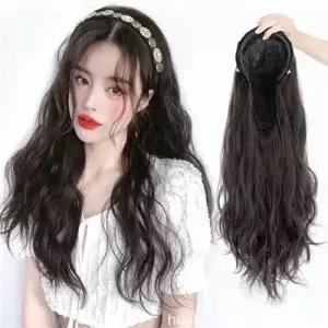 여성 머리띠 가발 여성 헤어밴드 가발 웨이브 패션 반가발 통가발 WFOB6XU