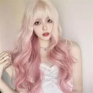 여성 긴 머리 가발 색 긴 가발 웨이브 코스프레 통가발 파티용 WFOB70O