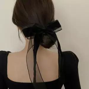 벨벳 검정 리본핀 레이스 블랙 셀프웨딩 스냅 소품