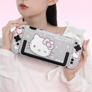 GEEKSHARE 헬로키티 닌텐도 스위치2 실버 키티 케이스 스틱 커버 세트 긱쉐어