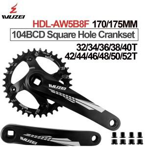 WUZEI AW5B8F 산악 자전거 104BCD 스퀘어 홀 크랭크 8/9/10/11/12S 170/175 32/34/38/42/48/50/52T 스프라