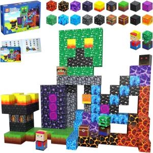 160PCS 마그네틱 블록 자석 빌딩 큐브 3D 볼케이노 어드벤처 세트 제작 3세 이상 용 몬테소리 감각 장난감