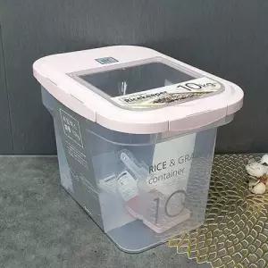 쌀통 잡곡통 라이스키퍼 투명 핑크 아이보리 밀폐 보관용기 10kg WFOC8X6