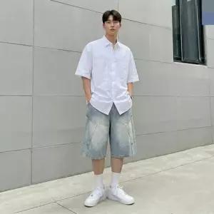 2남성 데님 카고 트렌디 반바지 DJJ2007M 겨울 청바지 와이드 남성 WFOCHH8