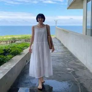 2컬러 여름 여행룩 바캉스룩 민소매 시스루 롱원피스 WFODB5O