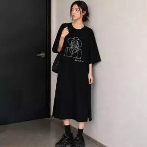 캐주얼 프린팅 원피스 체형커버 루즈핏 맥시 드레스 WFODCU1