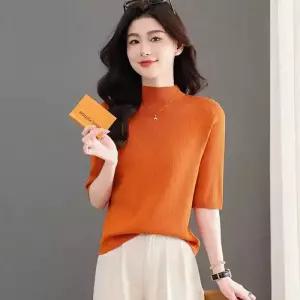 여사친 니트 이너 반폴라 봄여름 폴라넥 슬림핏 스웨터 데일룩 반팔 DAOL2