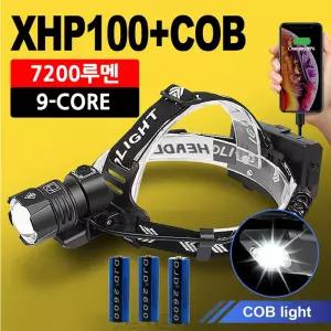 전문가용 7200루멘 COB 충전식 줌 헤드랜턴 LED 식랜턴 램프 해루질 머리 야간등산