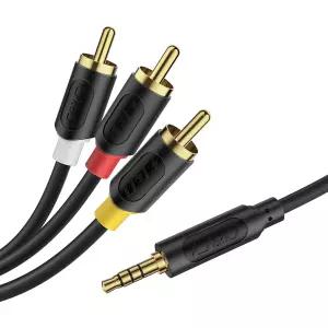 J D 3.5mm RCA AV 케이블 오디오/비디오 전송 1/8인치 TRRS 남성 플러그 AUX 코드 소니 TV DVD 플레이어