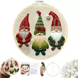 및 초보자용 크리스마스 자수 키트 패턴 면 실 바늘 지침이 포함된 놈 크로스 스티치 키트(1Pcs E) 1 Pcs Gnomes