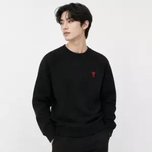 아미 남성 하트 로고 느와르 맨투맨 BFUSW005 747 001
