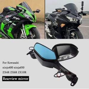 가와사키 닌자400 닌자 250 300 400 650 ZX6R 636 ZX10R용 오토바이 사이드 미러 (방향지시등 포함)