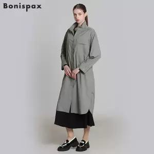 [보니스팍스(Bonispax)] 하이넥 짚업 롱 원피스 (택가격: 219000원)