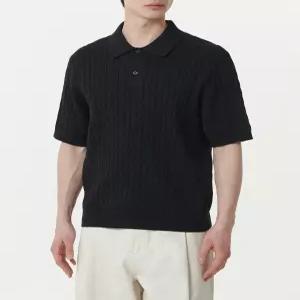 무신사 스탠다드 케이블 니티드 폴로 셔츠 블랙 8661348
