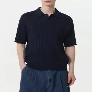 무신사 스탠다드 케이블 니티드 폴로 셔츠 네이비 408730