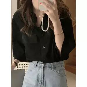 [하프클럽/휴드]차인 카라 7부  셔츠 2color