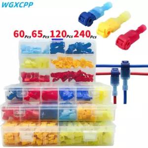 60/240/300 PCS 가방/상자 압착 단자 T 형 단자대 케이블 커넥터 전선 전기 T 60 PCS (Box)