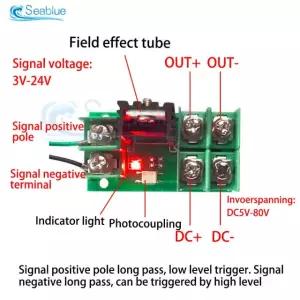 DC 5V-80V 18A 전자 스위치 제어 보드 펄스 트리거 모듈 MOS 전계 효과 튜브 Pin interface