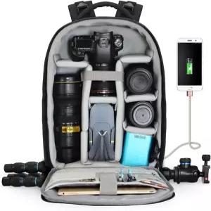 USB 충전 포트 레인 커버가 있는 CADeN 카메라 백팩 프로페셔널 DSLR 가방 여성용 사진 노트북