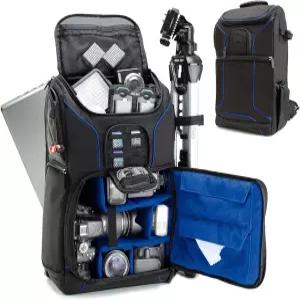 사진작가용 미국 기어 카메라 백팩 DSLR/SLR/거울 없는 노트북 슬롯 레인 커버 삼각대 홀더 포함