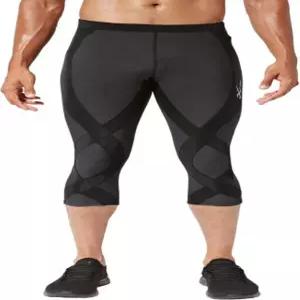 CW-X 남성용 내구성 발전기 절연체 및 근육 지지 3/4 압박 타이트 스키용 베이스 레이어 카프리 팬츠 Large Black