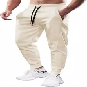 지퍼 포켓 운동용 조거 남성용 Fioboc 주말 공연 스웨트 팬츠 M-3XL X-Large B-slim-fit-off-white
