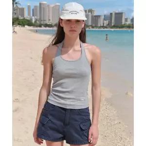 SOMEWHEREBUTTER Shirring Halter Sleeveless - Grey