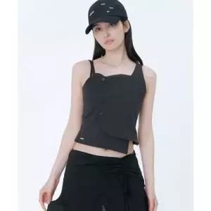 MISEKI SEOUL [레이 PICK]Layered button sleeveless top 블랙