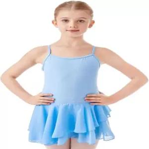 하이댄스 걸스 발레 드레스 레오타드 발레리나 댄스 위드 스커트 Style 2-blue 2-3T