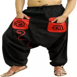 사르자나 남성용 면 포켓 하렘 요가 배기 지니 히피 팬츠 One Size Brown