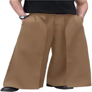 OYOANGLE 남성용 배기 와이드 레그 팬츠 지퍼 플라이 플리츠 비즈니스 캐주얼 드레스 포켓 포함 X-Large Beige
