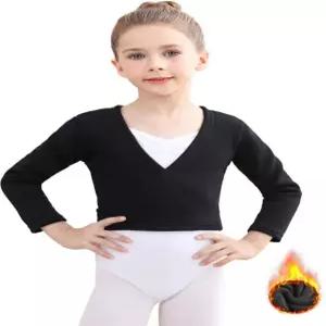 발레 랩 탑 걸스 발레리나 스웨터 플리스 댄스 어깨 가디건 긴 소매 Black Small