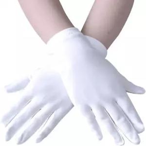 알보기모르 남성 여성 손목 길이 스판 스트레치 장갑 웨딩 파티 크리스마스 코스튬 댄스 One Size White