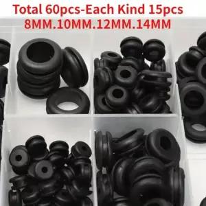 20/40/60pcs 검정색 O 링 고무 씰 그로멧 키트 구색 전기 가스켓 와셔 4 sizes Total 20PCS