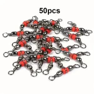 50pcs 낚시 커넥터 Fishhook 구슬과 3 웨이 스냅 액세서리에 회전 미끼 검정색